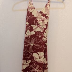 Rusty Red and Cream Floral Mini Dress